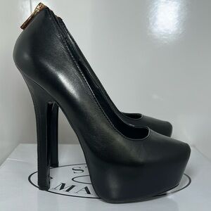 Steve Madden Women’s Black High Heel Pumps Back Zipper, Size 6, Upper Leather